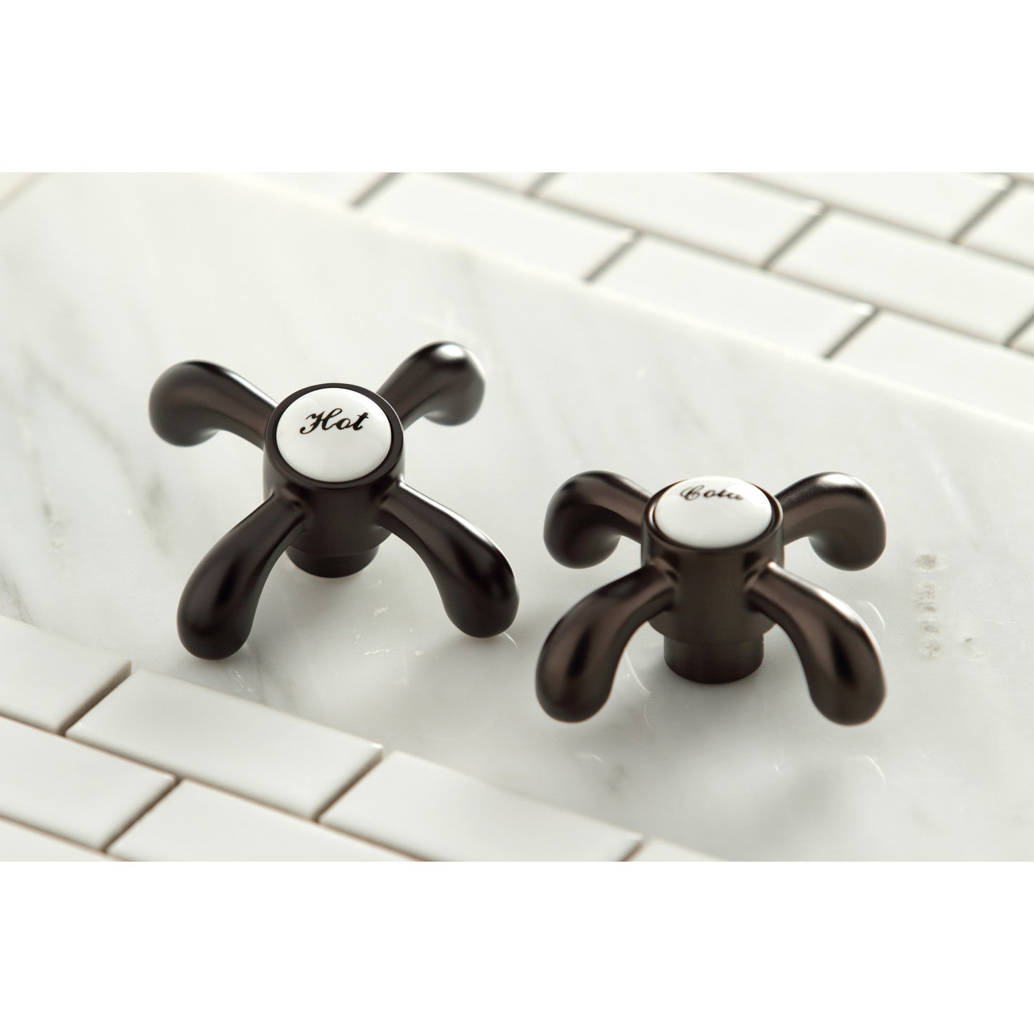 Kingston Heirloom KS1165TX - French Country Two-Handle 3-Hole Deck Mount Widespread Bathroom Faucet with Brass Pop-Up, Oil Rubbed Bronze — thumbnail 3